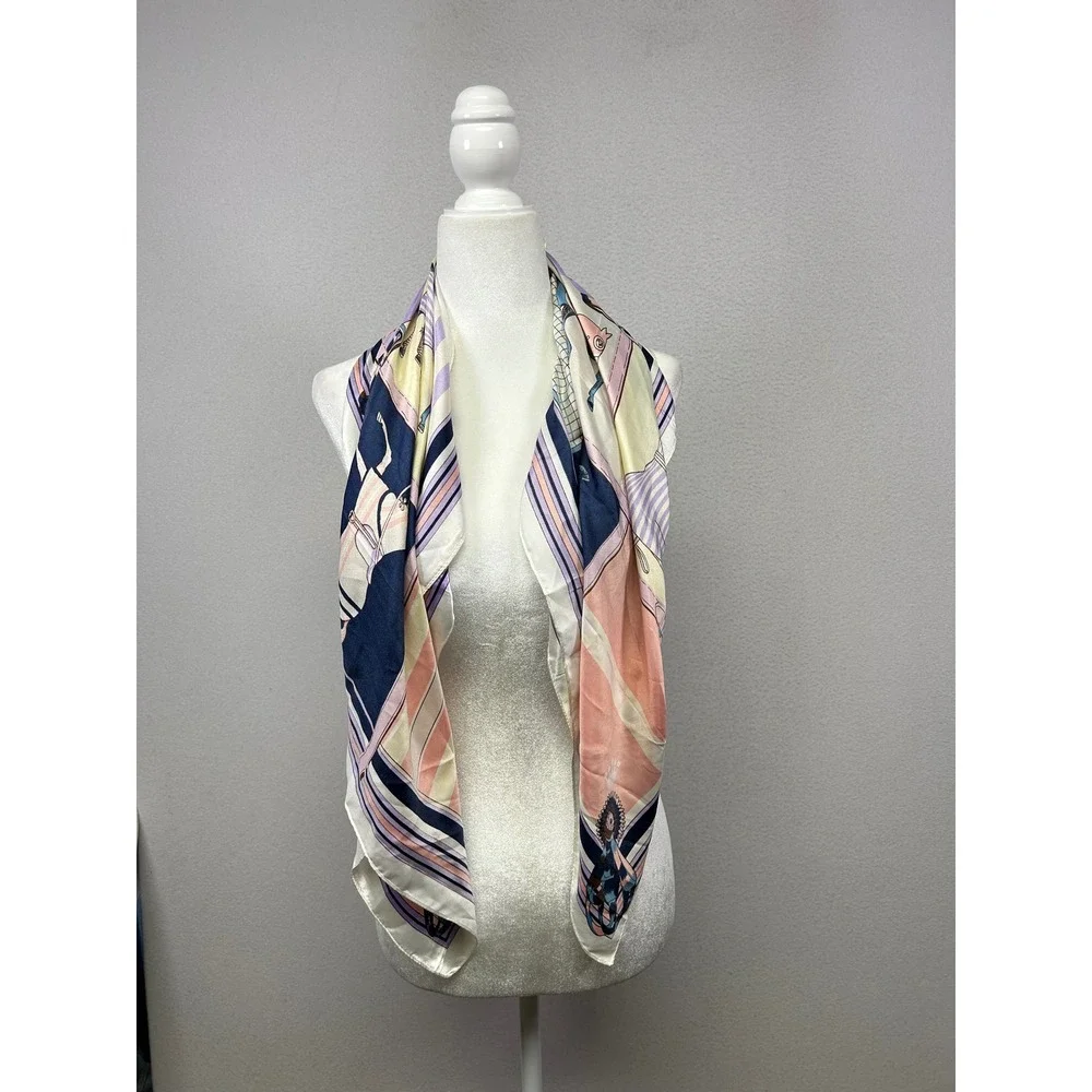 Equestrian Chic Women 35x35‎ Multicolor Horse Print Square Scarf 90x90cm